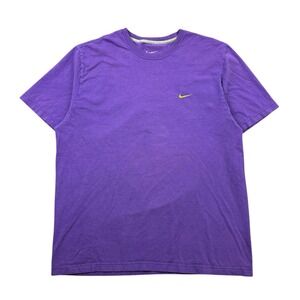 Nike T Shirt Men's XL Purple Regular Fit Yellow Swoosh Sportswear Workout Gym